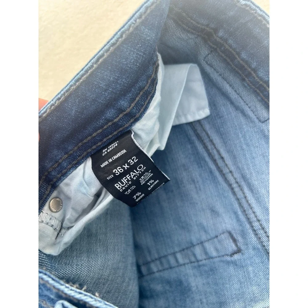 Buffalo David Bitton Mens Blue Straight Leg‎ Jeans Medium Wash Denim Pants 36x30